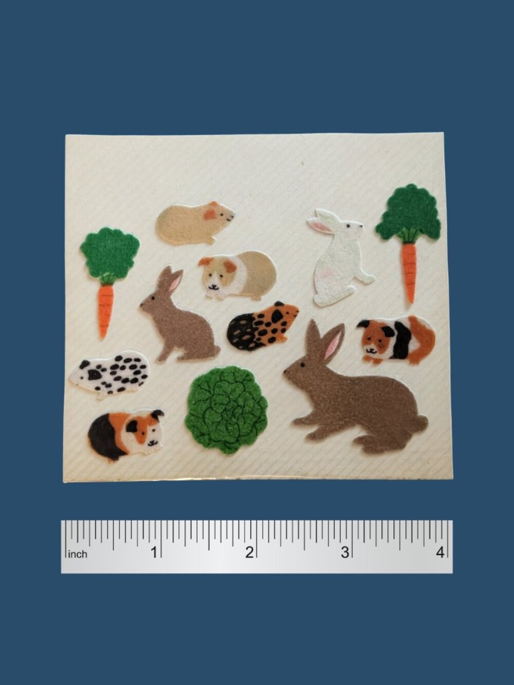 5/$25 Vintage 90s Used Sandylion Fuzzy Bunnies and Guinea Pigs Stickers